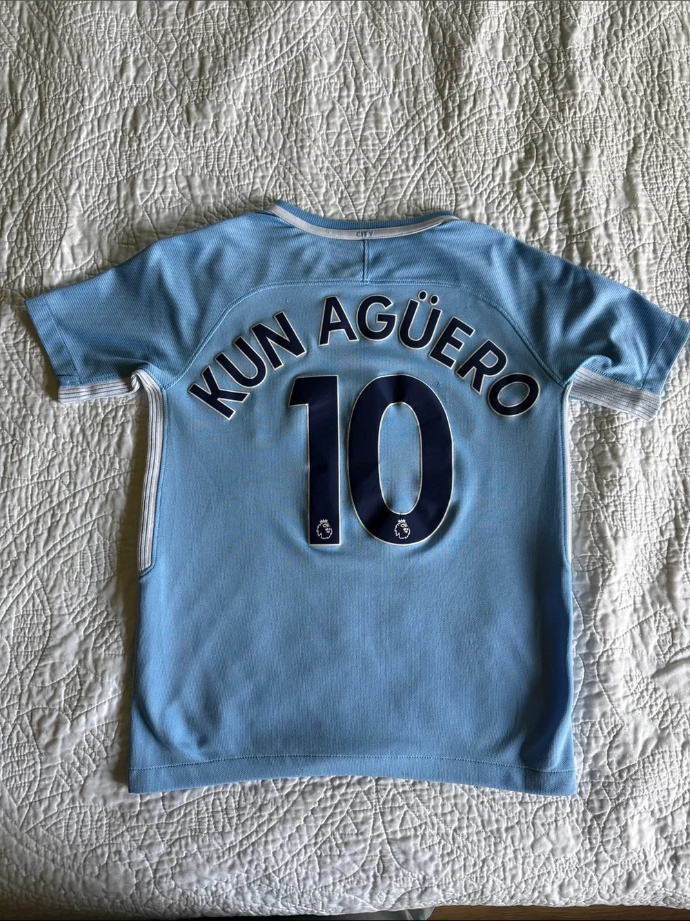 Nike Kids Light Blue Manchester City Soccer Shirt